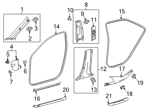 2022 Toyota Camry Interior Trim - Pillars Diagram