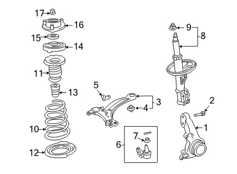 2004 Toyota Solara Front Suspension Components, Lower Control Arm, Stabilizer Bar Diagram