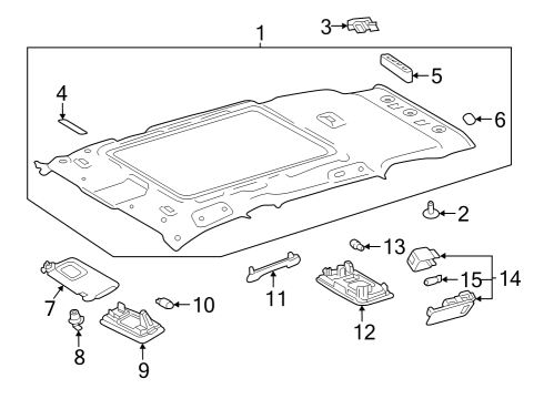2023 Toyota RAV4 Prime Interior Trim - Roof Diagram