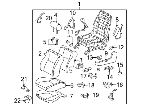 2007 Toyota Corolla Front Seat Components Diagram