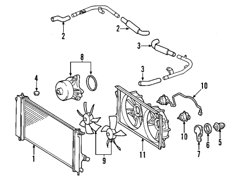 2001 Toyota MR2 Spyder Fan Motor, Passenger Side Diagram for 16363-22060