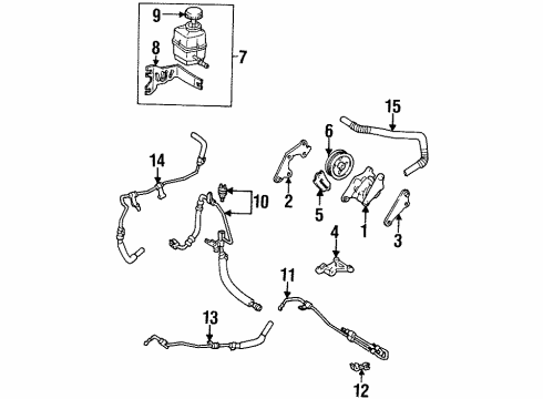 1999 Toyota Avalon P/S Pump & Hoses, Steering Gear & Linkage Diagram