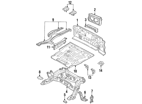 1991 Toyota Cressida Rear Body, Rear Floor & Rails Diagram