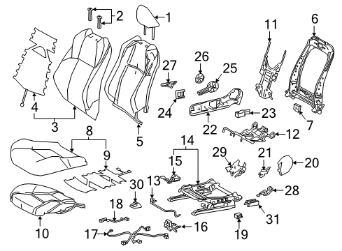 2018 Toyota C-HR Passenger Seat Components Diagram