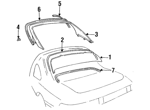 1994 Toyota MR2 Back Glass, Reveal Moldings Diagram