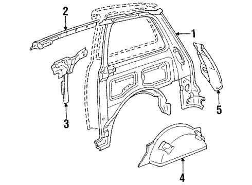 1991 Toyota Previa Inner Structure - Side Panel Diagram