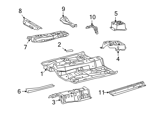 2012 Toyota Matrix Pillars, Rocker & Floor - Floor & Rails Diagram