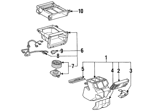1995 Toyota Previa Heater Core Diagram for 87107-28130