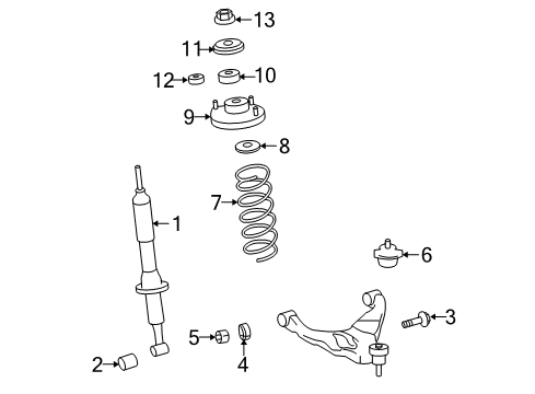 2013 Toyota FJ Cruiser Struts & Components - Front Diagram