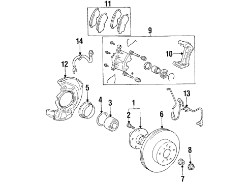 1996 Toyota Avalon ABS Sensor, Front Passenger Side Diagram for 89542-33010