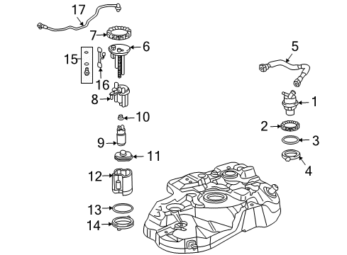 Spacer, Fuel Pump Diagram for 23225-50010
