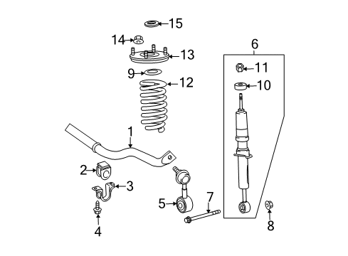 2013 Toyota Tundra Front Struts & Components, Stabilizer Bar & Components Diagram