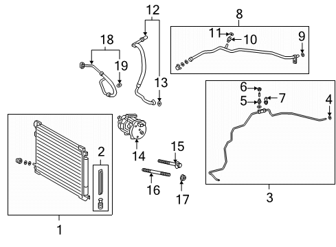 2020 Toyota Avalon A/C Condenser, Compressor & Lines Diagram
