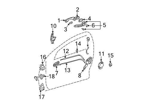 2004 Toyota RAV4 Door & Components Diagram