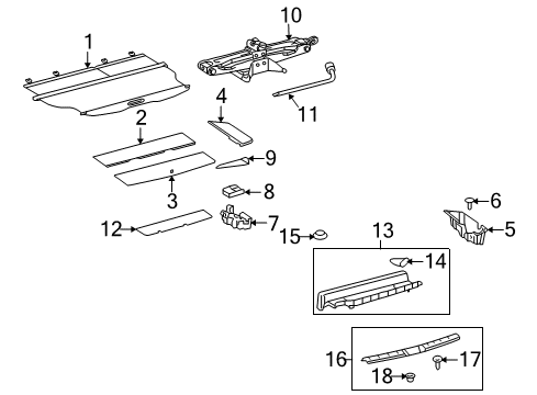 2010 Toyota Highlander Rear Body Interior Trim, Jack & Components, Trim Diagram 2 - Thumbnail