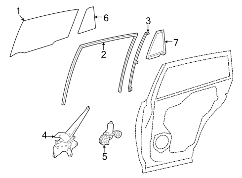 2022 Toyota Corolla Cross Front Door Glass & Hardware Diagram