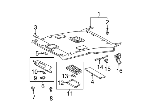 2004 Toyota Solara Interior Trim - Roof Diagram
