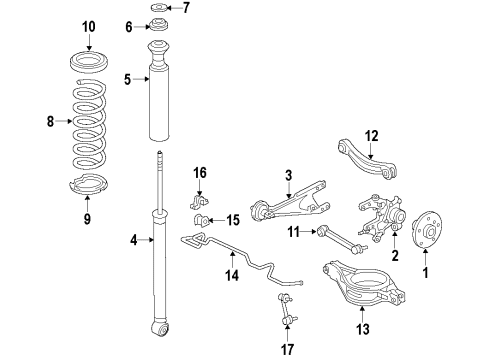 2013 Scion tC Rear Suspension, Lower Control Arm, Upper Control Arm, Stabilizer Bar, Suspension Components Diagram