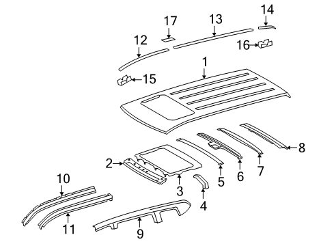 2009 Toyota Highlander Roof & Components Diagram