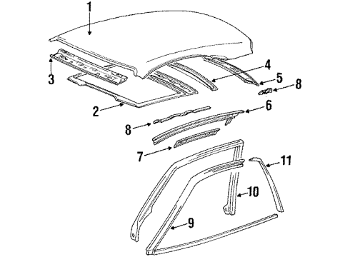 1993 Toyota Celica Roof, Back Glass Diagram