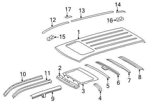 2012 Toyota Highlander Roof & Components Diagram