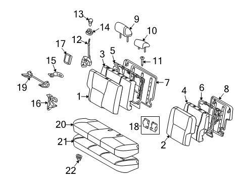 2012 Toyota Matrix Rear Seat Components Diagram