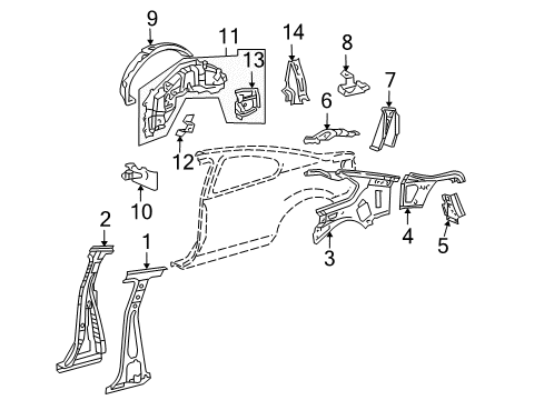 2009 Scion tC Inner Structure - Quarter Panel Diagram