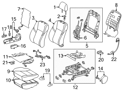 2017 Toyota Avalon Passenger Seat Components Diagram