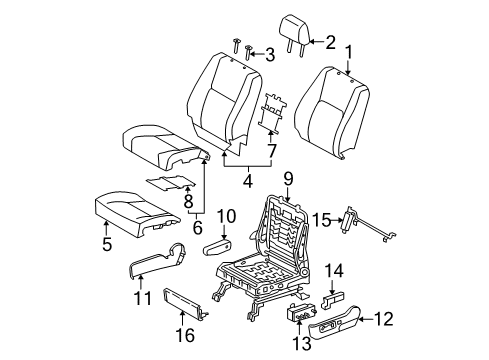 2005 Toyota Tundra Front Seat Components Diagram