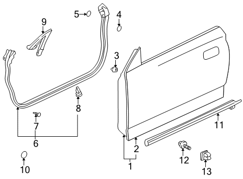 2004 Toyota Celica Door & Components, Exterior Trim Diagram