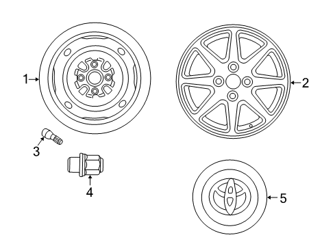 2002 Toyota Prius Wheels, Covers & Trim Diagram