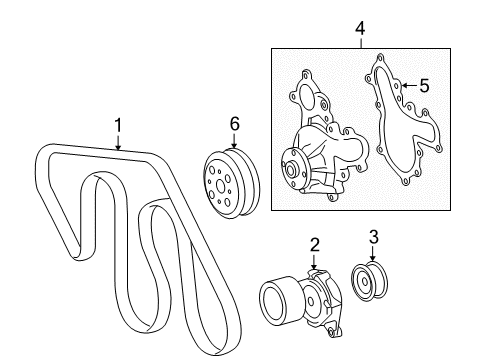 2012 Toyota Sequoia Water Pump, Belts & Pulleys Diagram