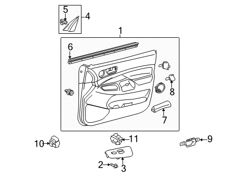 2014 Toyota Tacoma Interior Trim - Front Door Diagram
