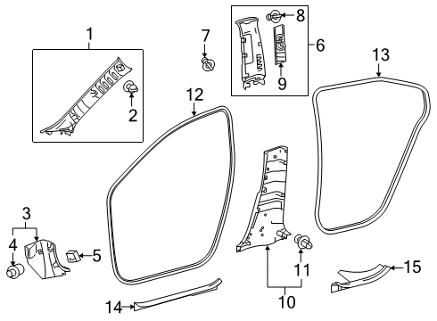 2022 Toyota Corolla Interior Trim - Pillars Diagram