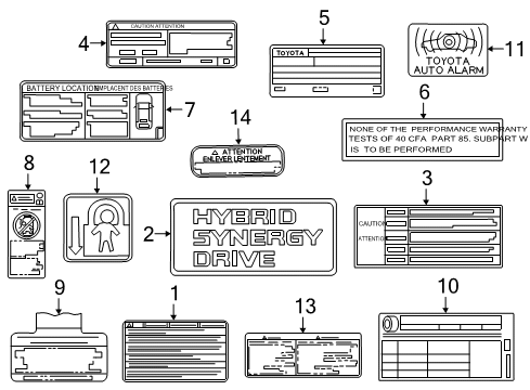2016 Toyota Camry Information Labels Diagram