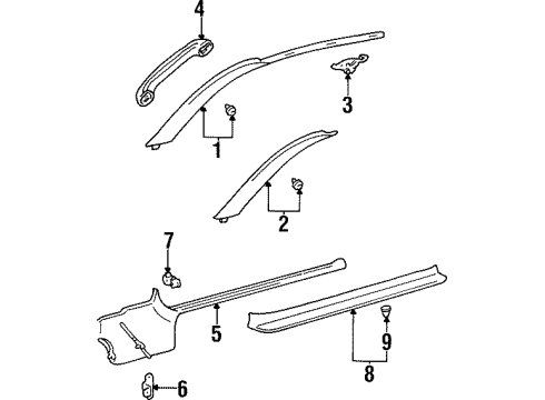 1997 Toyota Supra Interior Trim - Pillars, Rocker & Floor Diagram