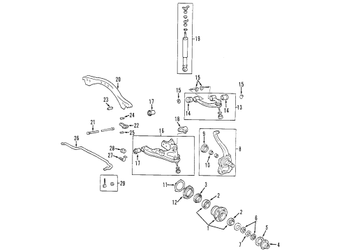 2005 Toyota Land Cruiser Front Suspension Components, Lower Control Arm, Upper Control Arm, Stabilizer Bar Diagram