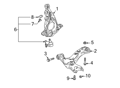 2018 Toyota C-HR Front Suspension Components, Lower Control Arm, Stabilizer Bar Diagram