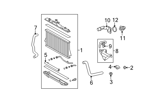 2009 Toyota Highlander Radiator & Components Diagram