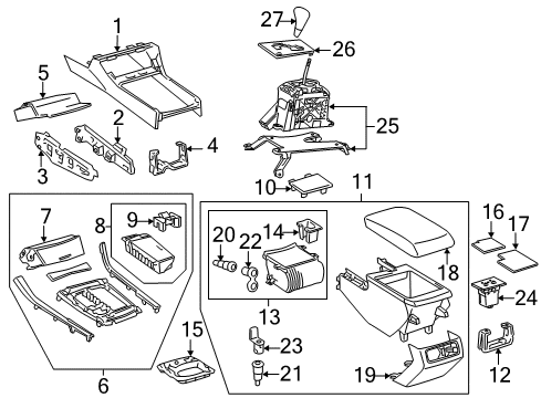 2011 Toyota Avalon Rear Console, Gray, Center Diagram for 58810-07061-B1
