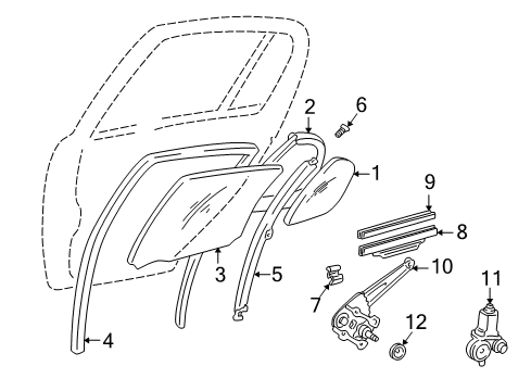 2004 Toyota Echo Rear Door - Glass & Hardware Diagram