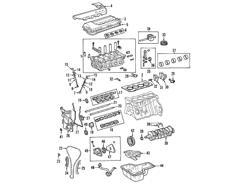 2004 Toyota Celica Engine Parts, Mounts, Cylinder Head & Valves, Camshaft & Timing, Oil Pan, Oil Pump, Crankshaft & Bearings, Pistons, Rings & Bearings, Variable Valve Timing Diagram
