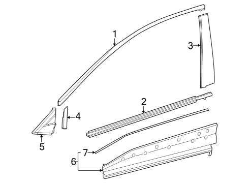 2023 Toyota bZ4X Exterior Trim - Front Door Diagram