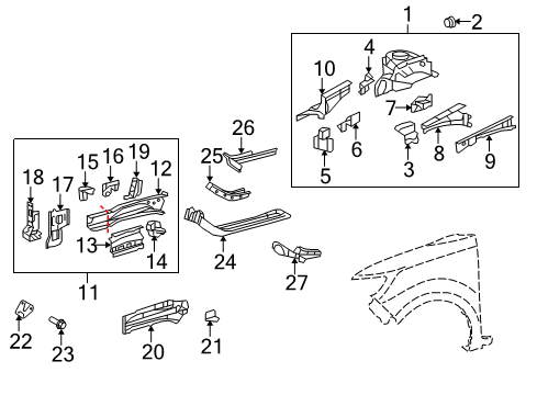 2015 Scion xB Structural Components & Rails Diagram