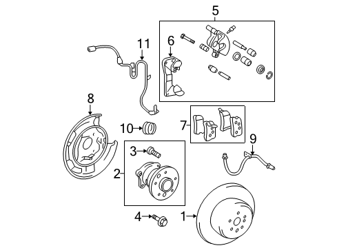 2005 Toyota Highlander Sensor, Skid Control, Rear Diagram for 89544-48030