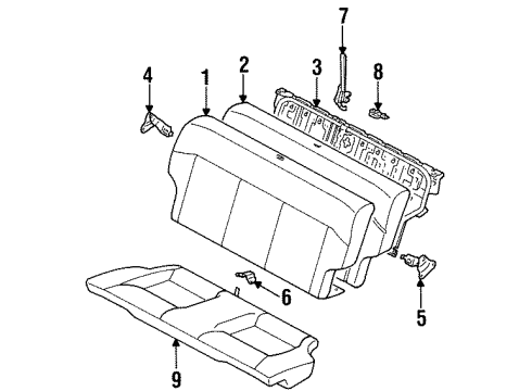 1996 Toyota Paseo Rear Seat Components Diagram