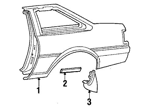 1984 Toyota Corolla Mud Guard, Rear Driver Side Diagram for 76608-19185
