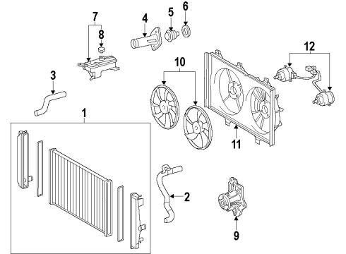 2012 Toyota Matrix Cooling System, Radiator, Water Pump, Cooling Fan Diagram 4 - Thumbnail