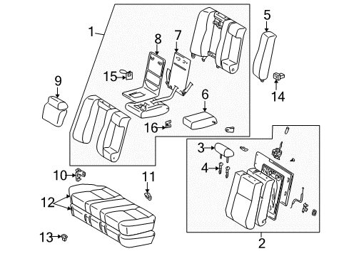 1997 Toyota Camry Rear Seat Components Diagram