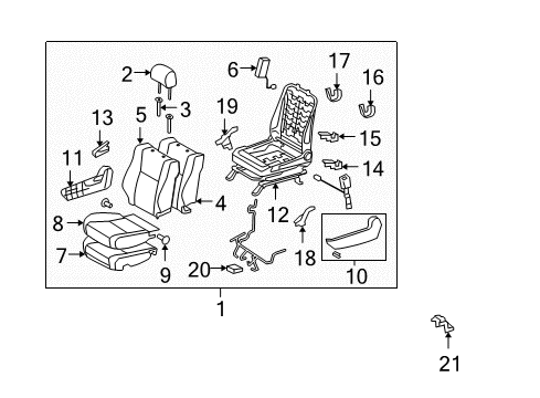 2013 Toyota Tundra Passenger Seat Components Diagram